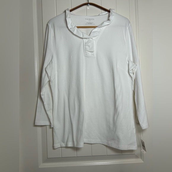 Talbots Women's White Long Sleeve Top. Size Large. - Picture 1 of 7